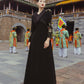 Modern Black Gown with Gold Embroidered Sleeves