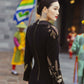 Modern Black Gown with Gold Embroidered Sleeves