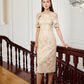 Le Soleil Off-Shoulder Jacquard Brocade Midi Dress