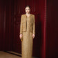 Gold Embellished Evening Gown & Jacket Set