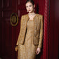 Gold Embellished Evening Gown & Jacket Set