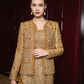 Gold Embellished Evening Gown & Jacket Set