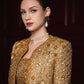 Gold Embellished Evening Gown & Jacket Set