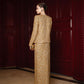 Gold Embellished Evening Gown & Jacket Set