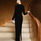 Black Long-Sleeve Embellished Evening Gown
