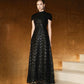 Black Sequin Gown with Capelet