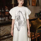 White Queen of Hearts Embroidered Midi Dress