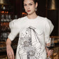White Queen of Hearts Embroidered Midi Dress