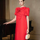 Scarlet Elegance Bow Dress