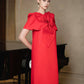 Scarlet Elegance Bow Dress
