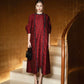 Red Brocade Midi Dress & Embellished Open-Front Coat Set