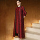 Red Brocade Midi Dress & Embellished Open-Front Coat Set
