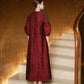 Red Brocade Midi Dress & Embellished Open-Front Coat Set