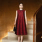 Red Brocade Midi Dress & Embellished Open-Front Coat Set