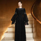 Black Lace Gown with Beaded Embellishments and Dramatic Sleeves