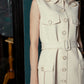 Sleeveless Trench Dress with Belted Waist and Pocket Detail