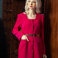 Fuchsia Blazer with Gold Belt and Black Pencil Skirt Set