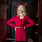 Fuchsia Blazer with Gold Belt and Black Pencil Skirt Set