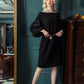 Black Dress with Statement Embellished Sleeve