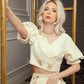 Ivory Embroidered Crop Top and High-Waisted Midi Skirt Set