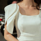 White Midi Dress with Statement Ruffle Sleeves