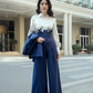High-Waisted Blue Wide-Leg Jumpsuit with Embroidered White Top