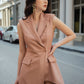 Sleeveless Longline Blazer with Wide-Leg Pants