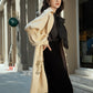 Chic Beige Trench Coat with Puff Sleeves