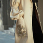 Chic Beige Trench Coat with Puff Sleeves
