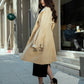 Chic Beige Trench Coat with Puff Sleeves