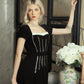 Black Midi Dress with Silver Embellishments and Square Neckline