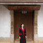 Long Satin Polyester Silk Blazer with Red Trim
