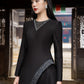 Satin Polyester Silk Coat and Wide-Leg Trousers Set