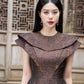 Rose Taffeta A-Line Dress with Structured Shoulders