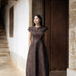 Rose Taffeta A-Line Dress with Structured Shoulders