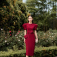 Structured Gabardine Midi Dress with Statement Bow