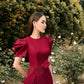 Structured Gabardine Midi Dress with Statement Bow