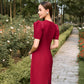 Structured Gabardine Midi Dress with Statement Bow