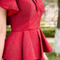 Taffeta and Lace Vest Blouse with Flared Midi Dress