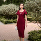 Gabardine and Silk Midi Dress with Lace Detail