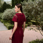 Gabardine and Silk Midi Dress with Lace Detail