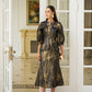 Jacquard Brocade Skirt and Blouse Set with Bow Detail