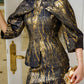 Jacquard Brocade Skirt and Blouse Set with Bow Detail