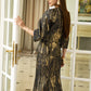 Jacquard Brocade Skirt and Blouse Set with Bow Detail