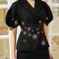 Le SoLeil Gabardine Coat and Dress Set with Embroidered Detailing