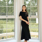 Le SoLeil Twill Embroidered Flared Midi Dress