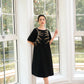 Le SoLeil Gabardine A-Line Dress with Embroidered Detail