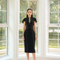 Le SoLeil Gabardine and Silk Structured Midi Dress