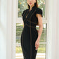 Le SoLeil Gabardine and Silk Structured Midi Dress