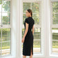 Le SoLeil Gabardine and Silk Structured Midi Dress